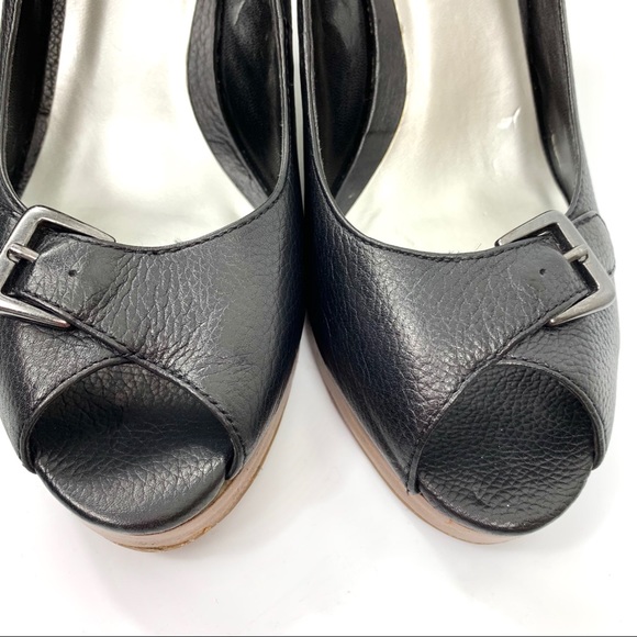 Loft Black Open Toe Wedge Shoes‎ Heels - Picture 2 of 7